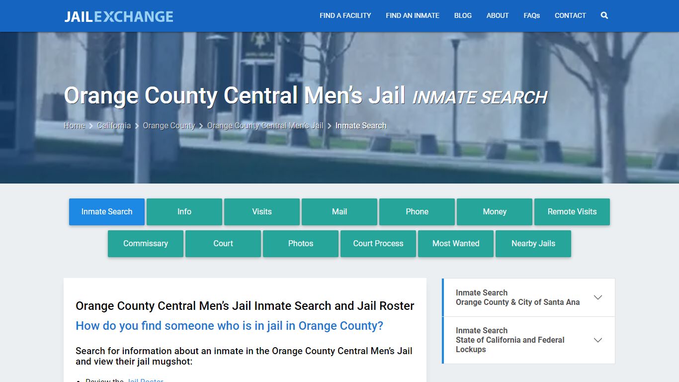 Orange County Central Men’s Jail Inmate Search - Jail Exchange